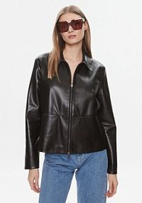 Kurtka skórzana Calvin Klein czarna damska Z imitacji skóry