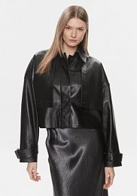 Kurtka skórzana Calvin Klein czarna damska 