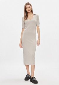 Sukienka dzianinowa Calvin Klein beżowa 