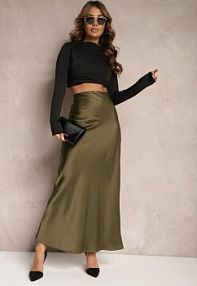 Ciemnozielona Satynowa spódnica maxi High Waist Formia bisou's project