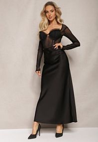 Czarna Satynowa spódnica maxi High Waist Formia bisou's project