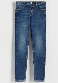 Jeansy slim mid rise Reserved granatowe damskie 3463T-59J