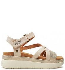 Sandały na obcasie Mustang beżowe