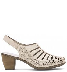 Sandały na obcasie Rieker beżowe