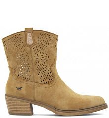 Botki na obcasie Mustang brązowe