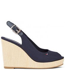 Sandały na obcasie Tommy Hilfiger granatowe