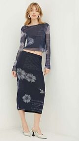 Spódnica midi Desigual  granatowa 24SWFK01