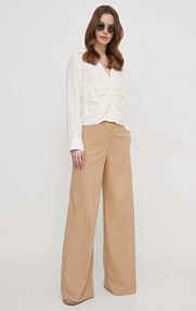 Koszula z długim rękawem Sisley  beżowa 55EBLQ066