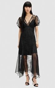 Sukienka maxi AllSaints  czarna WD574Z