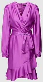 Sukienka koktajlowa z wiązanym paskiem Swing fioletowa EAN 5AG06500