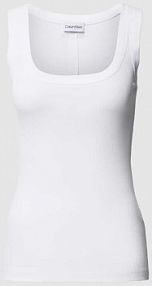 Top z efektem prążkowania Calvin Klein Womenswear biały damski EAN K20K206950