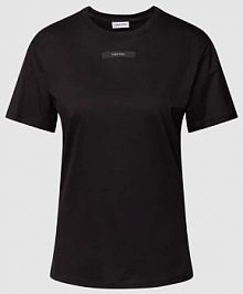 T-shirt z detalem z logo Calvin Klein Womenswear czarny damski EAN K20K206629