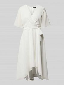 Sukienka koktajlowa z zakładką Swing biała EAN CK,ChiffMidiFlüg