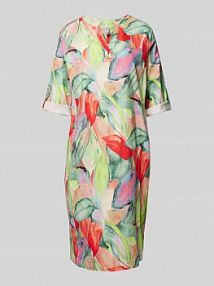 Sukienka tunikowa o kroju do kolan z rękawami o regulowanej długości TONI zielona EAN 78-40 1951