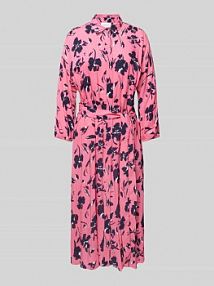 Sukienka koszulowa z wiskozy z wiązanym paskiem comma Casual Identity różowa EAN 2148239