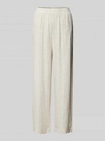 Spodnie materiałowe o kroju regular fit z zakładkami w pasie model Atel Fransa beżowe damskie EAN 20613570