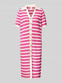 Sukienka z dzianiny o długości do kolan ze wzorem w paski model CROC YAS różowa EAN NOS Knit Polo3
