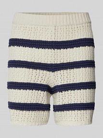 Szorty ze wzorem w paski model Heinke EDITED granatowe damskie EAN Knit shorts stri