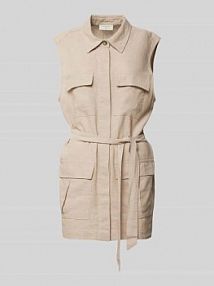 Sukienka lniana z nakładanymi kieszeniami z patką model Lava FREE/QUENT beżowa EAN 204193