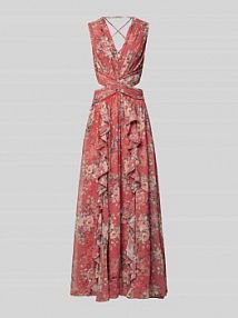 Sukienka koktajlowa w kopertowym stylu z falbanami ADLYSH różowa EAN AK V CutOut Vola