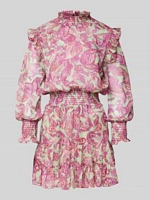 Sukienka koktajlowa ze wzorem paisley i marszczonymi detalami ADLYSH różowa EAN CK 1/1 Stehkr