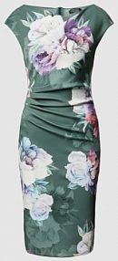 Sukienka koktajlowa z wzorem kwiatowym Swing zielona EAN 5AE09300