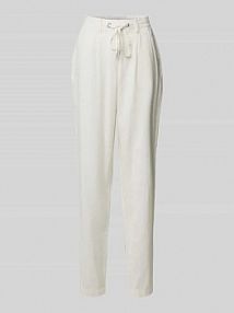 Spodnie materiałowe z elastycznym pasem QS białe damskie EAN Linen Jogg4