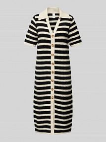 Sukienka z dzianiny o długości do kolan ze wzorem w paski model CROC YAS czarna EAN NOS Knit Polo3