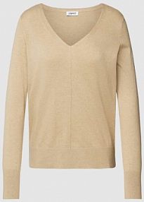Sweter z dzianiny z dekoltem w serek Esprit beżowy damski EAN 994EE1I304