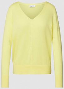 Sweter z dzianiny z dekoltem w serek Esprit żółty damski EAN 994EE1I304