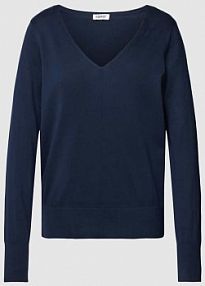 Sweter z dzianiny z dekoltem w serek Esprit granatowy damski EAN 994EE1I304
