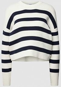 Sweter z dzianiny w paski Esprit biały damski EAN 24EE1I314