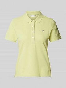 Koszulka polo o kroju slim fit z wyhaftowanym logo Gant zielona damska EAN 4202231