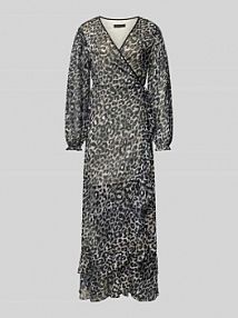 Długa sukienka w stylu kopertowym model FELISIA Guess czarna EAN W4RK24WFX02