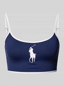 Top krótki z wyhaftowanym logo model Cami Polo Ralph Lauren niebieski damski EAN 21454447