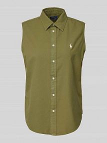 Top bluzkowy z wyhaftowanym logo Polo Ralph Lauren zielony damski EAN 211906512