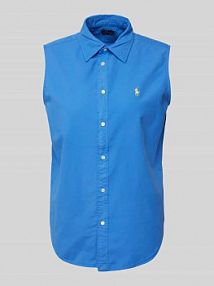 Top bluzkowy z wyhaftowanym logo Polo Ralph Lauren niebieski damski EAN 211906512