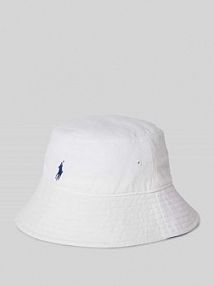 Czapka typu bucket hat z lnu z detalem z logo Polo Ralph Lauren biały damski EAN 455938465