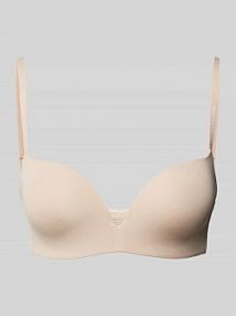 Biustonosz z obszyciem koronką model Tailored Comfort Wireless Tommy Hilfiger beżowy EAN UW0UW02405