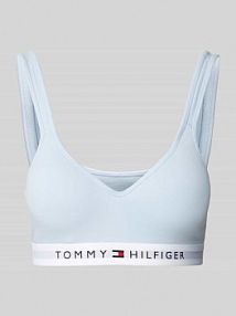 Stanik w jednolitym kolorze z detalem z logo Tommy Hilfiger niebieski EAN UW0UW04612