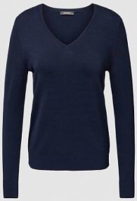 Sweter z dzianiny z dekoltem w serek montego niebieski damski EAN 2868502204