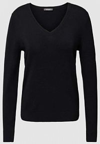 Sweter z dzianiny z dekoltem w serek montego czarny damski EAN 2868502204