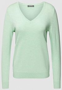 Sweter z dzianiny z dekoltem w serek montego turkusowy damski EAN 2868502204