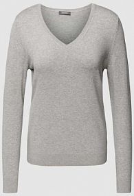 Sweter z dzianiny z dekoltem w serek montego srebrny damski EAN 2868502204