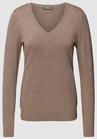 Sweter z dzianiny z dekoltem w serek montego szary damski EAN 2868502204