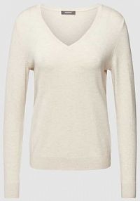 Sweter z dzianiny z dekoltem w serek montego beżowy damski EAN 2868502204