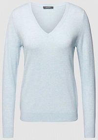 Sweter z dzianiny z dekoltem w serek montego niebieski damski EAN 2868502204