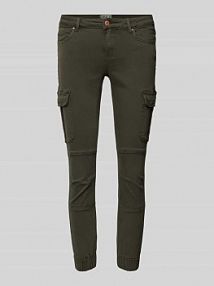 Spodnie cargo o kroju regular fit z kieszeniami cargo Only oliwkowe damskie EAN 15170889