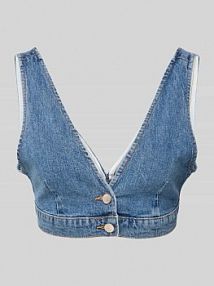 Biustonosz typu bralette jeansowy z listwą guzkową model REESE Only niebieski EAN Dnm Bra Top