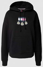 Bluza z kapturem i nadrukiem z logo i motywem model DAISY FLAG Tommy Jeans czarna damska EAN DW0DW17708